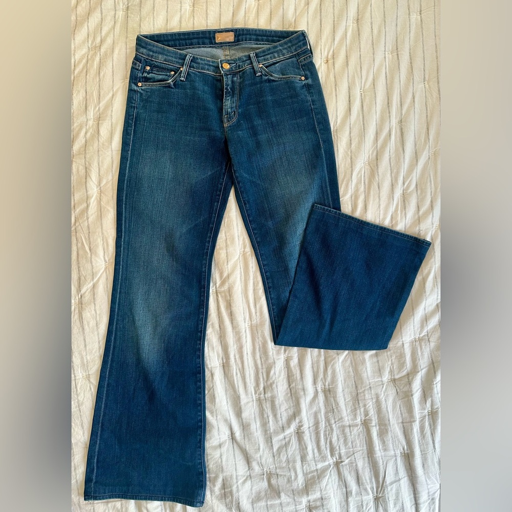 MOTHER The Wilder Mid-Rise Flare Wide Leg Jeans